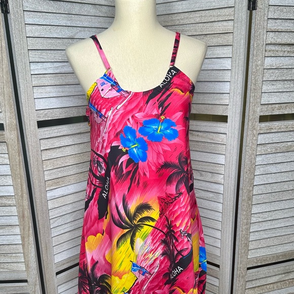 ALOHAS Pink and Blue Swim Coverup Vibrant Tropical Design - Picture 1 of 7